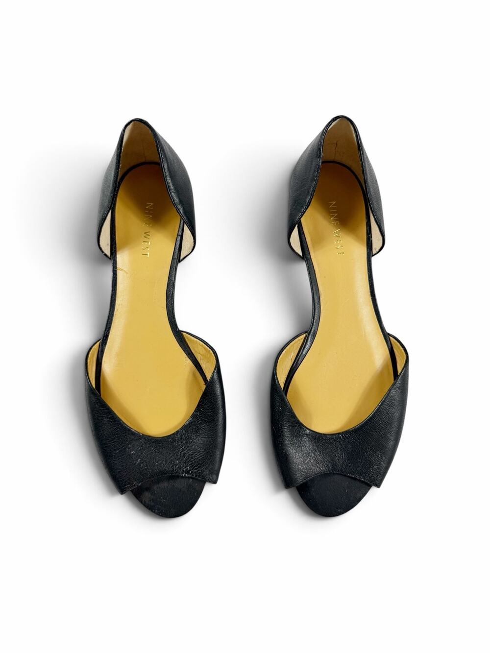 Nine West Women’s Leather D’Orsay Peep Toe Flats Black Size 8